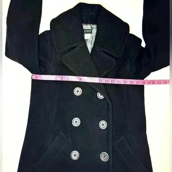 J. CREW Women’s Black 90 % Wool 10% cashmere Over Coat Jacket Size-4T - Picture 7 of 10